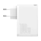 Baseus GaN2 Pro Hálózati Gyorstöltő 100W - 2xUSB + 2xUSB-C - Fehér