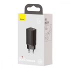 Baseus GaN2 Lite Hálózati Gyorstöltő 65W - USB-A + USB-C - Fekete