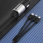 Dudao R5ProN Autós Töltő 3.4A - Beépített Lightning + USB-C + micro Kábel - Fekete