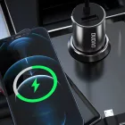 Dudao R5ProN Autós Töltő 3.4A - Beépített Lightning + USB-C + micro Kábel - Fekete