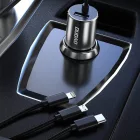 Dudao R5ProN Autós Töltő 3.4A - Beépített Lightning + USB-C + micro Kábel - Fekete