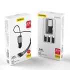 Dudao R5ProN Autós Töltő 3.4A - Beépített Lightning + USB-C + micro Kábel - Fekete