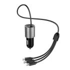 Dudao R5ProN Autós Töltő 3.4A - Beépített Lightning + USB-C + micro Kábel - Fekete