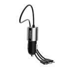 Dudao R5ProN Autós Töltő 3.4A - Beépített Lightning + USB-C + micro Kábel - Fekete
