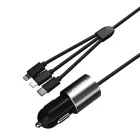 Dudao R5ProN Autós Töltő 3.4A - Beépített Lightning + USB-C + micro Kábel - Fekete