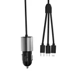 Dudao R5ProN Autós Töltő 3.4A - Beépített Lightning + USB-C + micro Kábel - Fekete