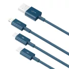 Baseus 3in1 Superior USB-A - USB-C + micro + Lightning Kábel - 1.5m 3.5A - Kék