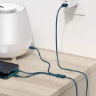 Baseus 3in1 Superior USB-A - USB-C + micro + Lightning Kábel - 1.5m 3.5A - Kék