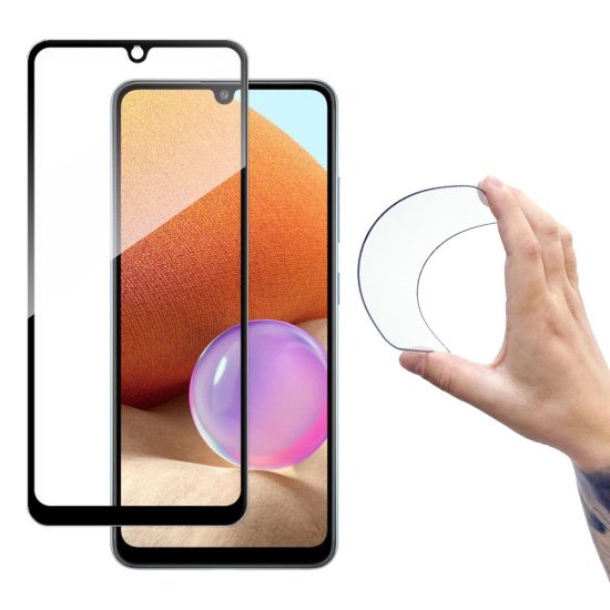 Samsung Galaxy A42 5G Kijelzővédő Üvegfólia - Wozinsky Full Cover Flexi Nano Glass - Fekete Kerettel