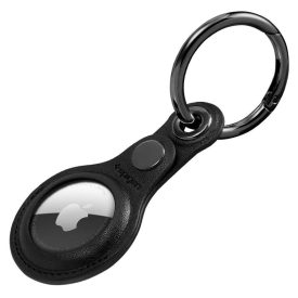 Apple AirTag Bőr Tok - Spigen Valentinus - Fekete Apple AirTag Bőr Tok - Spigen Valentinus - Fekete