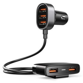   Joyroom JR-CL03 Autós Töltő 5xUSB 6.2A - 1.5m Hosszabbító Kábellel - Fekete