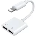 Joyroom Lightning - 2x Lightning Audio és Töltő Adapter - Fehér