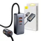 Baseus Share Together Autós Töltő Hosszabbító Kábellel - 3x USB + USB-C - 120W - Szürke