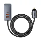 Baseus Share Together Autós Töltő Hosszabbító Kábellel - 3x USB + USB-C - 120W - Szürke