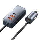Baseus Share Together Autós Töltő Hosszabbító Kábellel - 3x USB + USB-C - 120W - Szürke