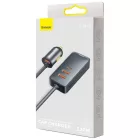 Baseus Share Together Autós Töltő Hosszabbító Kábellel - 3x USB + USB-C - 120W - Szürke