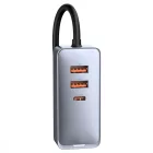 Baseus Share Together Autós Töltő Hosszabbító Kábellel - 2x USB + 2x USB-C - 120W - Szürke