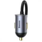 Baseus Share Together Autós Töltő Hosszabbító Kábellel - 2x USB + 2x USB-C - 120W - Szürke