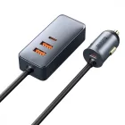Baseus Share Together Autós Töltő Hosszabbító Kábellel - 2x USB + 2x USB-C - 120W - Szürke