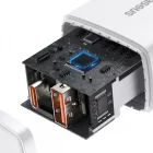 Baseus Compact Hálózati Gyorstöltő 20W - 1xUSB + 1xUSB-C - Fehér