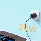 Joyroom Hálózati Gyorstöltő 20W - USB-C - PD, QC 3.0, AFC - Fekete