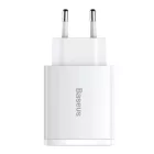 Baseus Compact Hálózati Töltő 30W - 2x USB-A + USB-C - Fehér