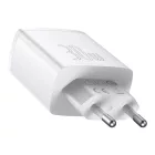 Baseus Compact Hálózati Töltő 30W - 2x USB-A + USB-C - Fehér