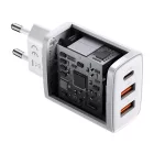 Baseus Compact Hálózati Töltő 30W - 2x USB-A + USB-C - Fehér