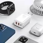 Baseus Compact Hálózati Töltő 30W - 2x USB-A + USB-C - Fehér