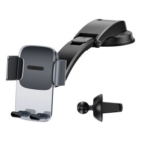 Baseus Easy Control Clamp 2in1 Autós Tartó - Szellőzőrács + Tapadókorong - Fekete   Baseus Easy Control Clamp 2in1 Autós Tartó - Szellőzőrács + Tapadókorong - Fekete