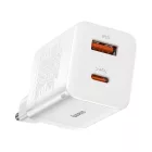 Baseus Super Si Pro Hálózati Gyorstöltő 30W - USB-A + USB-C - Fehér