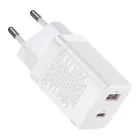 Baseus Super Si Pro Hálózati Gyorstöltő 30W - USB-A + USB-C - Fehér