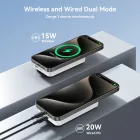Joyroom W020 CCC MagSafe Power Bank 10000mAh 20W + 0.25m USB-A/C Kábel - Fehér