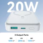 Joyroom W020 CCC MagSafe Power Bank 10000mAh 20W + 0.25m USB-A/C Kábel - Fehér