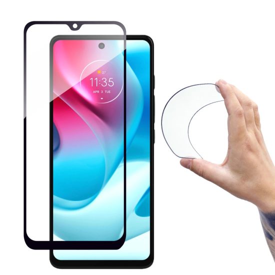 Motorola Moto G60S Kijelzővédő Üvegfólia - Wozinsky Full Cover Flexi Nano Glass - Fekete Kerettel