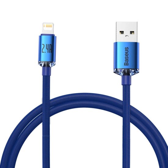Baseus Crystal Shine USB-A - Lightning Kábel - 1.2m 2.4A - Kék