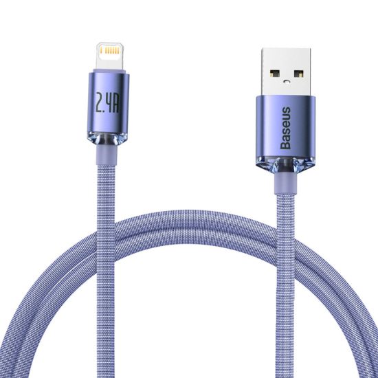 Baseus Crystal Shine USB-A - Lightning Kábel - 1.2m 2.4A - Lila