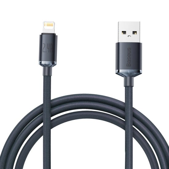 Baseus Crystal Shine USB-A - Lightning Kábel - 2m 2.4A - Fekete