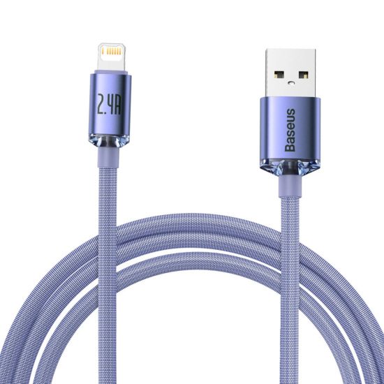 Baseus Crystal Shine USB-A - Lightning Kábel - 2m 2.4A - Lila