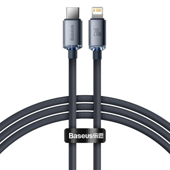 Baseus Crystal Shine USB-C - Lightning Kábel - 1.2m 20W - Fekete