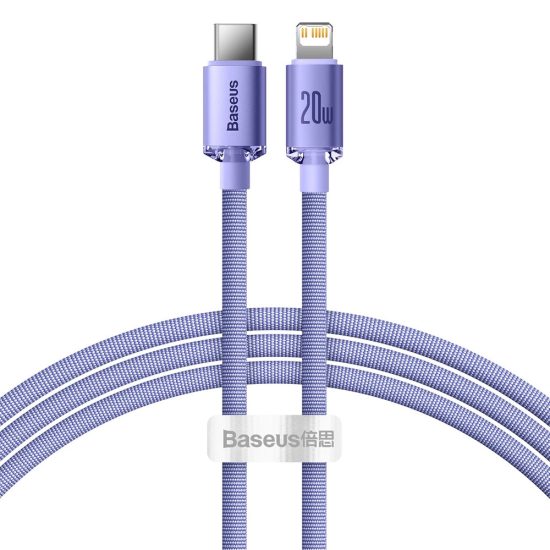 Baseus Crystal Shine USB-C - Lightning Kábel - 1.2m 20W - Lila
