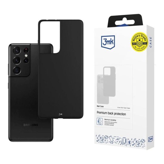 Samsung Galaxy S21 Ultra 5G Tok - 3mk Matt Case - Fekete