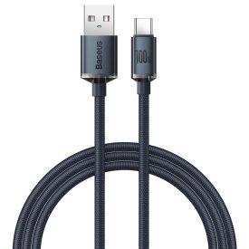 Baseus Crystal Shine USB-A - USB-C Kábel - 1.2m 5A 100W - Fekete   Baseus Crystal Shine USB-A - USB-C Kábel - 1.2m 5A 100W - Fekete
