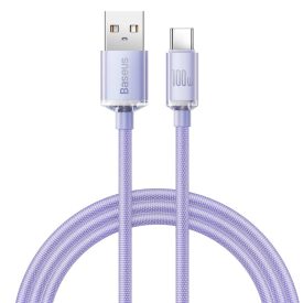 Baseus Crystal Shine USB-A - USB-C Kábel - 1.2m 5A 100W - Lila   Baseus Crystal Shine USB-A - USB-C Kábel - 1.2m 5A 100W - Lila