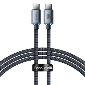   Baseus Crystal Shine USB-C - USB-C Kábel - 1.2m 5A 100W - Fekete