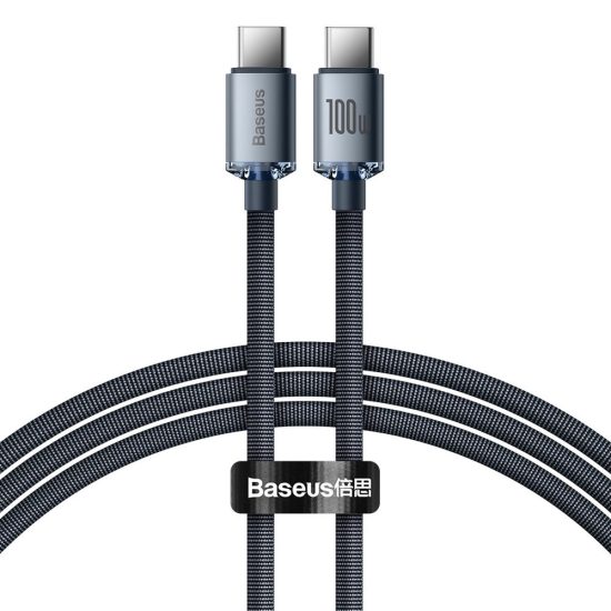 Baseus Crystal Shine USB-C - USB-C Kábel - 1.2m 5A 100W - Fekete