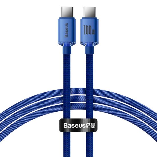 Baseus Crystal Shine USB-C - USB-C Kábel - 1.2m 5A 100W - Kék