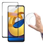 Xiaomi Poco M4 Pro 5G Kijelzővédő Üvegfólia - Wozinsky Full Cover Flexi Nano Glass - Fekete Kerettel
