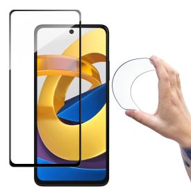   Xiaomi Poco M4 Pro 5G Kijelzővédő Üvegfólia - Wozinsky Full Cover Flexi Nano Glass - Fekete Kerettel
