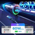 Joyroom JR-CL07 3in1 Autós Töltő 72W - USB-A + USB-C + 1.6m USB-C kábel